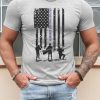 Gray American Flag Figure Graphic Print Men's T Shirt