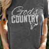 Gray God's COUNTRY Graphic Print Short Sleeve T Shirt