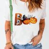 White Halloween BOO Pumpkin Short Sleeve T-Shirts