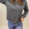 Gray Irregular Side Slit Pullover Sweatshirt