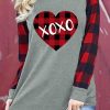 XOXO Plaid Sleeve Colorblock Sweatshirt