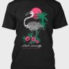 Black Flamingo Flower Plant Letter Print Men's Graphic T Shirt