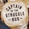 Khaki Struggle Bus Letter Print Leopard Bleached T Shirt