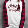 White Merry Christmas Plaid Graphic Print Long Sleeve Sweatshirt