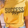 Yellow Success Magnet Leopard Graphic T Shirt