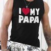 Black I LOVE MY PAPA Heart Print O-neck Men's Tank Top