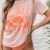 Pink LAKE LIFE Graphic Print Short Sleeve T Shirt