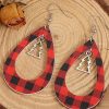 Red Christmas Tree Plaid Teardrop Earrings