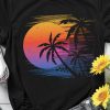 Black Beach Sunset Graphic Print Short Sleeve T Shirt