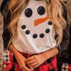 Black Christmas Funny Face Print Color Block Top