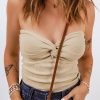 Beige Twist Bandeau Ribbed Knit Vest