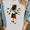 White Cow Print Cross Western Fashion T Shirt