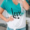 Blue Love Hockey Gradient Color Print Short Sleeve Tee