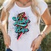 White Lake Life Leopard Lightning Print Graphic T Shirt