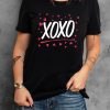 Black XOXO Hearts Print Short Sleeve Graphic Tee