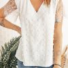 White Swiss Dot Allover Eyelash Lace Sleeve Top