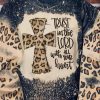 Black Faith Cross Leopard Insert Bleached Sweatshirt