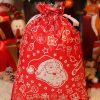 Red Christmas Santa Claus Drawstring Bag