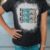 Black Family Matching HOWDY Graphic Print Crew Neck Girl's T Shirt