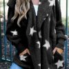 Black Lapel Collar Scatter Star Fuzzy Coat