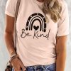 Pink Be Kind Heart Shape Pattern Printed Slim Fit T Shirt