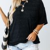 Black Splatter Allover Plus Size Pocketed T-shirt