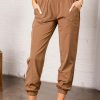 Women's Casual Joggers With Two Side Pockets - Khaki