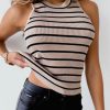 Women's Striped Print Sleeveless Tank Top - Elegant, Casual And Fashionable