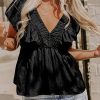 V Neck Ruffle Babydoll Peplum Top For Women – Playful And Sophisticated Elegance