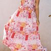 Multicolor Boho Geometric Floral Print Sleeveless Maxi Dress