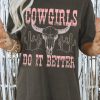 Gray COWGIRLS DO IT BETTER Graphic Print Oversized T Shirt