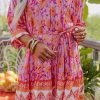 Bohemian Mini Dress With Bright Floral Patterns