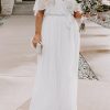 White Wrap V Neck Belted Plus Size Flowy Maxi Dress