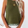 Women's Summer Vacation Tank Top With Tasseled And Crochet Details