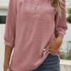 Pink Half Sleeve Buttoned Dotted Blouse