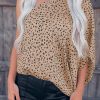 Khaki Leopard Asymmetric One Shoulder Blouse