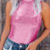 Women's Sequin High Neck Sleeveless Bodysuit - Perfect For Night Out & Valentine's Day