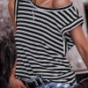 Black Striped Butterfly Sleeve T Shirt