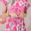 Pink Leopard Cow Spots Tiered Ruffle Blouse