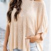 Women's Knitted Blouse - Loose Fit, Lightweight, Breathable With Split Pocket Detail