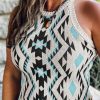 Black Aztec Geometric Print Knitted Tank Top