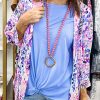 Multicolor Abstract Floral Print Lightweight Kimono