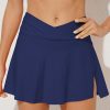 Blue Criss Cross Waist Flared Swim Skirt