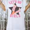 Let's Go Girls Western Fashion Graphic Tee - Soft Breathable Oversized Tee - 95% Cotton + 5% Elastane