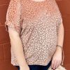 Plus Size Ombre Glitter Leopard Print Top