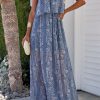 Blue Boho Print Tassel Tie Maxi Tube Top Dress