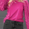 Rose Sequin Puff Sleeve Top