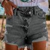 Black High Rise Crossover Waist Denim Shorts