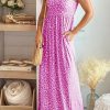 Leopard Print Sleeveless Maxi Dress With Pockets - Rosy