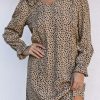 Animal Print Dress - Soft Lightweight Fabric, Long Sleeves, Relaxed Fit, Chic Look - Tianshan